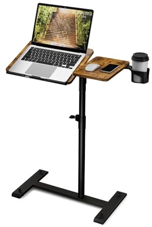 Aothia Beistelltisch höhenverstellbar mit versteckten Rollen, Pflegetisch für Bett,Computertisch aus Holz klein Überbetttisch, Sofatisch Nachttisch für Wohnzimmer, Schlafzimmer,Vintage