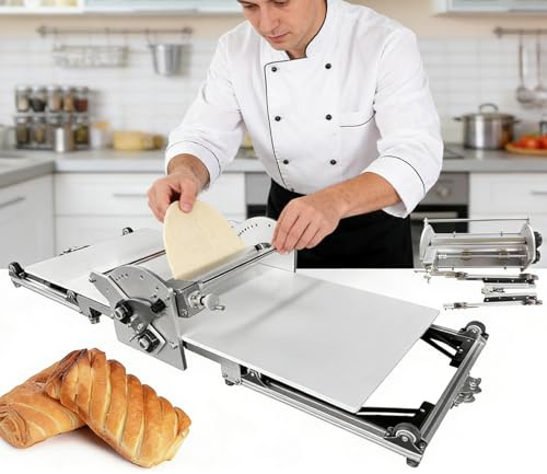 PixCy Sfogliatrice Elettrico Stendipasta Professionale in Acciaio Inox,Macchina per Sfoglia Multiuso,Spessore Regolabile 2 a 30mm,Antiaderente e Pieghabile,per Uso Domestico e Outdoor