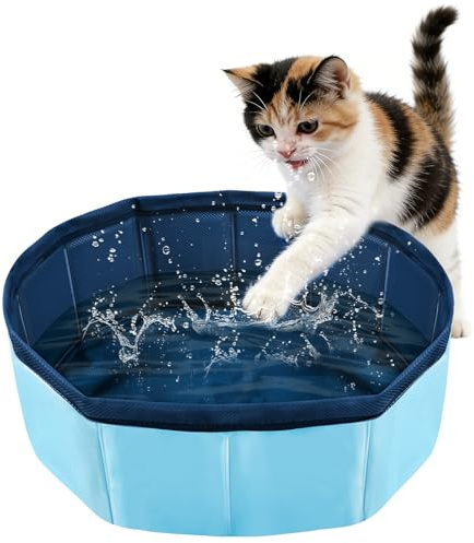 Katzenpool Faltbar Hundepool Klein, Mini Planschbecken für Katzen Pool 30×10cm, Mini Pool für Katzen Hunde Schwimmbecken, Katzenplanschbecken Faltbarer Haustierpool, Welpen Hundeplanschbecken