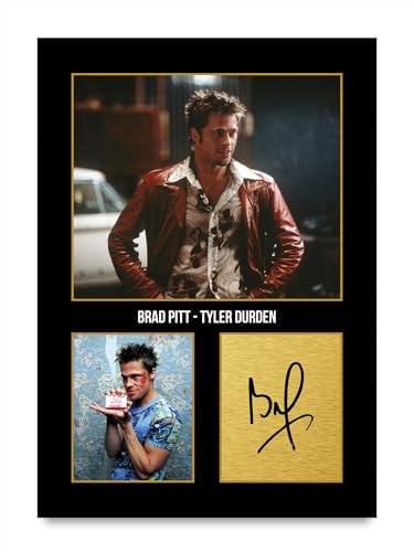 HWC Trading Brad Pitt Fight Club Tyler Durden Geschenke Geducktes Signiertes Autogramm Foto für Fans von Film Memorabilien - A4 Nur Druck (ID-005845)