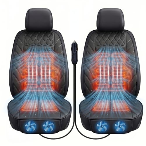 Ctopkatuo 12V Auto Klimasitzauflage - Kühlende Belüftung & Beheizbare Sitzauflage, 3D Mesh Gewebe, Leise Lüfter, Universeller Sitzbezug für Auto & SUV (Schwarz)