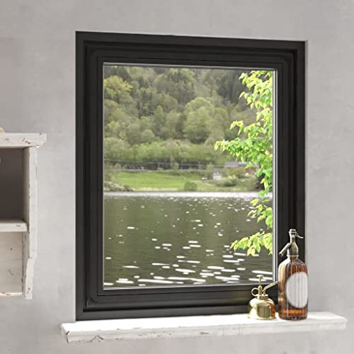 sephironlbb Magnet- Fliegengitter Anthrazit 100x120 cm, selbstklebend und zuschneidbar, ohne Bohren für Fenster, Mückenschutz mit Magnetrahmen, ideal für Schlafzimmer, Wohnzimmer, Küche