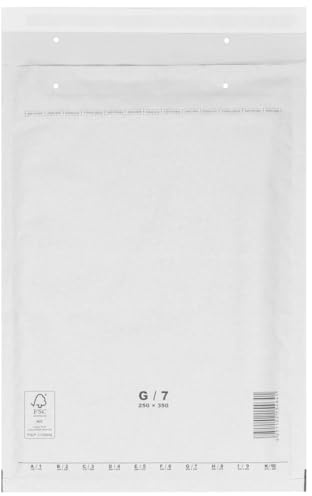 verpacking Luftpolstertaschen 250 x 350 mm Weiß G7 [Größe und Stückzahl wählbar] selbstklebend geeignet für DIN A4+ C4 Versandtaschen mit Luftpolster 50 Stück