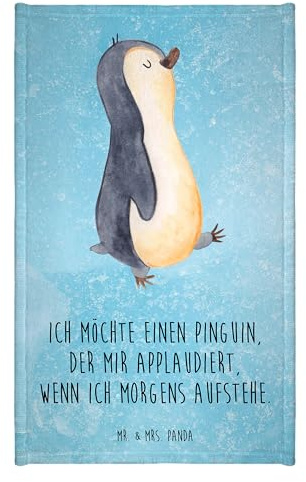 Mr. & Mrs. Panda Gäste Handtuch Pinguin marschieren - Geschenk, spazieren, Gästetuch, Familie, stolz, Schwester, Reisehandtuch, Kinder Handtuch,