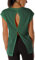 icyzone Damen Fitness-Trainings Kurzarm Shirt Yoga Top Loose Fit Rückenfrei Sport T-Shirt (L, Army)