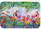 Flamingo-Badteppich, Flamingos mit tropischen Palmenblättern, Flanell, saugfähig, superweich, rutschfest, Badteppich für Badezimmer, Küche, Bodenteppich, 61 x 40 cm, Rosa / Grün (Flamingo)