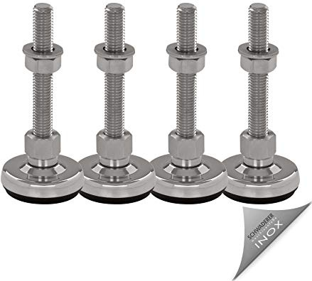 Schwaderer Maschinenfüße/Stellfüße/Nivelllierfüße/Gelenkfüße, höhenverstellbar SFE 50, 4er-Set, Ø 50mm, Edelstahl, Gewindegrößen M8-M30, (M12x80)