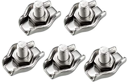 sourcing map 5 Pcs 304 Stainless Steel Single Wire Rope Clip Cable Clamp for 1mm-1.5mm Rope