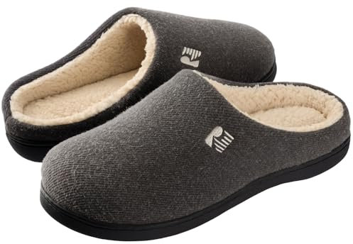 RockDove Herren Hausschuhe mit Sherpa-Futter und Memory-Schaum, 44/45 EU, Dunkelgrau
