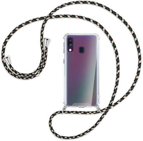 mtb more energy Handykette kompatibel mit Samsung Galaxy A40 (SM-A405, 5.9'') - Camouflage - Smartphone Hülle zum Umhängen - Anti Shock Full TPU Case