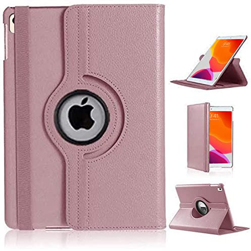DN-Technology 10.2 inch iPad Case For iPad 9th / 8th / 7th Generation Case 360° Rotating Viewing Angle Protective Smart Folio Cover For Apple iPad 10.2 inch 2021/2020 / 2019 (ROSE GOLD)