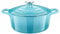 La Cuisine Gusseisen Bratentopf Topf Schmortopf Cocotte Brotbacktopf emailliert mit Deckel Induktion Backofengeeignet rund 28 cm 6 L. hellblau