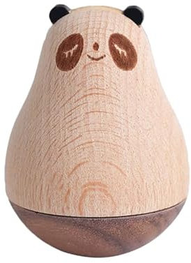 VOSAREA Wooden Tumbler Toy Roly Poly Tumbler Toy Desk Ornament Handmade Eye Closed Figure for Home Decoration