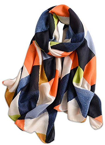 LumiSyne Schal Frühling Damen Mädchen Weiche Dünner Baumwollschal Gemischte Farben Geometrische Alphabet Muster Mode Warm Halten Stolen