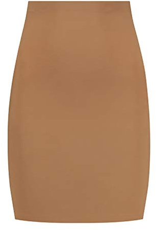 Bye Bra Invisible Skirt, Shaping half slip high waist Underskirt, Light Tummy Control, Seamless Shapewear, Slimming Underwear, Nude and Black, S-XL (Light Brown, XL)