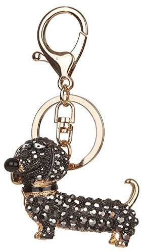 lijun Hunde-Schlüsselanhänger, Bling Dackel, Handtaschen-Anhänger, Autohalter, Schwarz