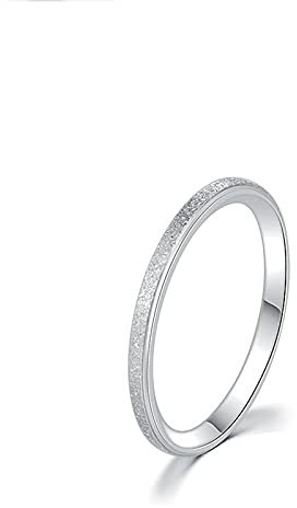 Banemi Ring Mädchen Hochzeit, Ring Damen Cool Edelstahl 2mm Frosted Pearl Sand Damen Eheringe Größe 54 (17.2)