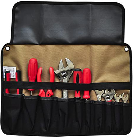 AIBAOBAO 10 Sizes Multi-Purpose Pocket Tool Roll Bag, Water-Resistant Heavy-Duty Wrench Screwdriver Organizer with Quick-Release Buckle and Reflective Strips for Woodworking and Carving Hand Tool