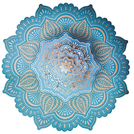 Pinenjoy Wandtattoo Wandbild mit indischem Mandala-Motiv, Blumenmuster, abnehmbar, Vinyl, Lotus, 47 x 47 cm, für Yoga, Meditation, Wohnzimmer, Schlafzimmer, TV, Sofa, Hintergrunddekoration