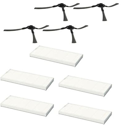 GYing für Vileda VR 102 / 201 / 303 Roboter-Staubsaugerzubehör, Ersatzteile (4 x Seitenbürsten, 5 x HEPA-Filter)