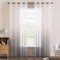 EMEMA Gardinen Transparent Vorhänge Voile Sheer Vorhang mit Ösen Farbverlauf Dekoschal Fensterschal für Schlafzimmer und Wohnzimmer 145 cm x 140 cm(H x B) 2er Set Weiß Grau
