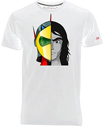 Blasfemus Actarus Ufo Robot T-shirt, dessins animés des années 80, Blanc, Small
