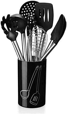 Set d'Ustensiles de Cusine professionnel 9 en 1 poignée en silicone ustensiles de cuisine Gel de silice ustensiles de cuisine antiadhésif poêle pelle cuillère spatule cuisine ensemble d'outils de cuis