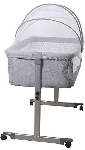 RELOVE Cunas basculantes, tumbonas con barras, tumbonas convertibles con colchón, para bebés y bebés desde el nacimiento a 20 kg, Co-Sleeping, camping, ligero, estable (96 x 57 x 77 cm (gris))
