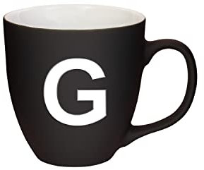 Mahlwerck Jumbotasse, selbst gestalten, große Porzellan-Kaffeetasse, matte Oberfläche, Tasse mit Buchstabe Monogramm, Initiale A-Z, Geschenk, 400 ml, Design Letter, schwarz - G