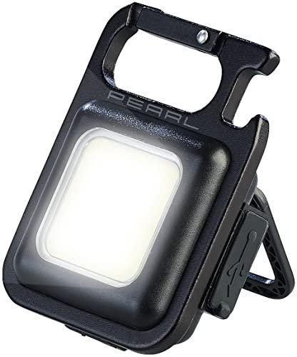 PEARL Mini Arbeitsleuchte: Multifunktions-Arbeitsleuchte, 5W COB-LED, 500lm, Akku, Flaschenöffner (LED Anhänger, Magnet, Strahler Batterie)