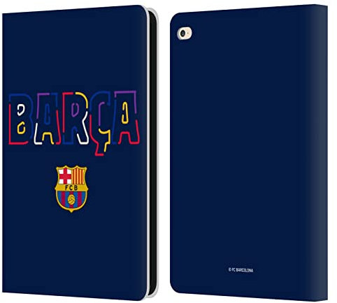 Head Case Designs Licenciado Oficialmente FC Barcelona Neón Barca Gráficos Carcasa de Cuero Tipo Libro Compatible con Apple iPad Air 2 (2014)