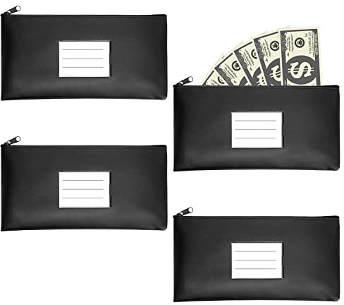 UMILKI 4Pcs Banktasche mit Reißverschluss,29 * 16CM PU Bankmappe Geldscheintasche,Geldbeutel Geldtasche Etui für Geldscheine,Dokumententasche mit Reißverschluss