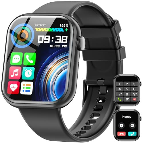 Smartwatch Uomo Donna, 1,85'' Schermo Orologio Smartwatch con Chiamata Bluetooth e Risposta Vivavoce, Smart Watch con Contapassi, Cardiofrequenzimetro da Polso, Orologio Fitness per Android iOS