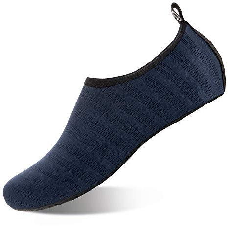HMIYA Badeschuhe Strandschuhe Wasserschuhe Aquaschuhe Schwimmschuhe Surfschuhe Barfuß Schuhe für Damen Herren(Dunkelblau Lxy,42-43 EU)
