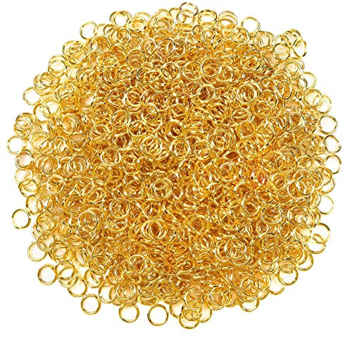 TOAOB 1000 Stück Jump Ringe Spaltringe Gold 5mm Metall Kettenringe Biegeringe mit Ring Öffner für Halsketten Armband DIY Schmuckherstellung