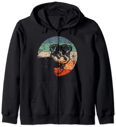 Retro Dog Silhouette - Vintage Teacup Yorkie Zip Hoodie