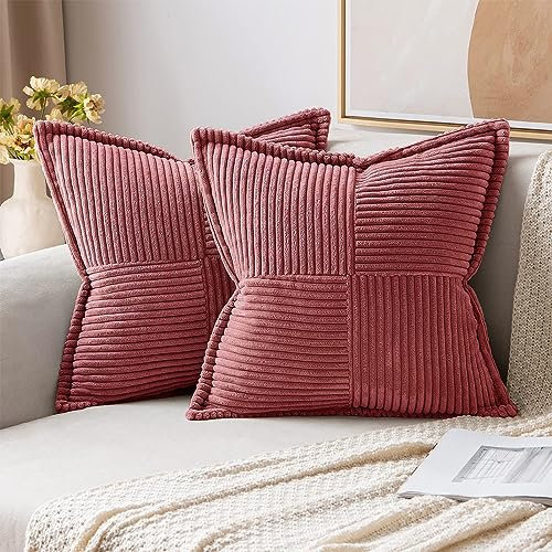 NSXIN Kordsamt Kissenbezug Weiche Kissenhülle 2er Set Dekorative Sofakissen Couchkissen Dekokissen Moderne Zierkissenbezug Kuschelkissen für Schlafzimmer Wohnzimmer (Marmelade,50x50cm)