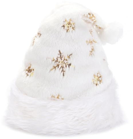 Hrippy Plüsch Weihnachtshut Pugage Snowflake Santa Claus Hut Komfort Warmer Weihnachtshut Für Neujahrsfestparty