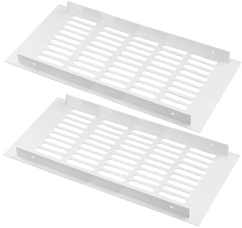 ZESLIV Lot de 2 grilles d'aération blanches rectangulaires en aluminium pour armoire de cuisine, armoire à chaussures et penderie, 150 mm x 300 mm