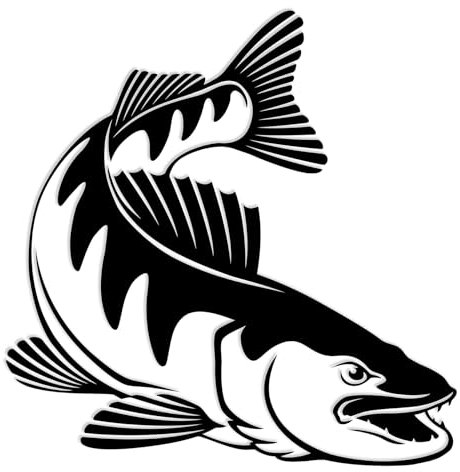 Finest Folia Fisch Aufkleber für Auto Motorrad Boot Schlauchboot Angelbox Sticker Autoaufkleber Angler Fische selbstklebend wetterfest wasserfest K174 (Schwarz Glanz, Motiv 07)