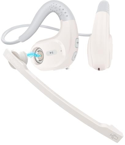 Seflorgo Bluetooth 5.3 Headset mit Mikrofon, Open-Ear-Kopfhörer mit Noise-Cancelling-Mikrofon für HD-Anrufe, Kabellose Headsets für Arbeit, Office, Meetings, Leicht & Bequem, Mehrpunktverbindung, 12H