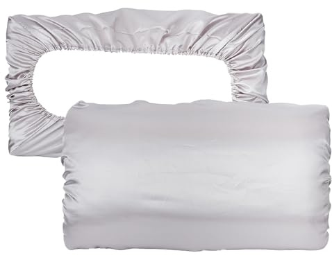 NICENEEDED 2 Stück Graue Satin-Kissenbezüge, 70 x 46 cm, Dekorativer Luxus-Reisekissenbezug mit Elastikband, Weich wie Seide, Kissenbezug für Haut und Haar