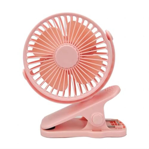 ANYPOWK Mini ventilatore a clip, 10,2 cm, 2500 mAh, ricaricabile, a batteria, ventilatore personale per letto, passeggino, all'aperto, seggiolino auto, palestra, rosa