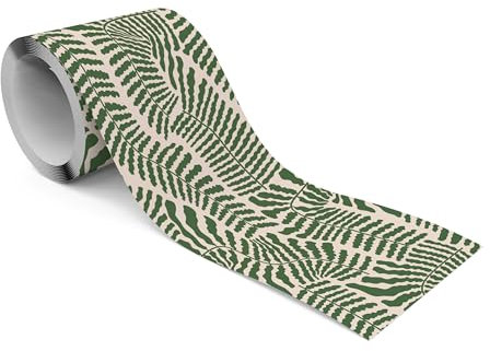 Muralo - Selbstklebende Bordüre - Tapetenbordüre Wandbördure - Dekorative Wandtatto für Wände, Möbel, Decken, Tapeten, Wandverkleidungen, Türen - Blätter im Retro-Stil- Br.10cm x Hö.300cm