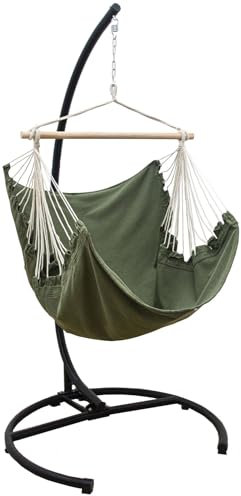 AMANKA Hängesessel mit Gestell Outdoor - 210cm Ständer mit XL Relaxsessel - Gartenschaukel für Erwachsene - Gartensessel Balkonmöbel Schaukelstuhl Swing Chair Garten-Hängesessel Balkon Schaukelsessel