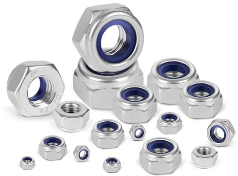 BOUMVID Tuercas Hexagonales M3, 100 Piezas Tuercas Autoblocantes de Acero Inoxidable A2 V2A, Autobloqueo Antideslizante Tuerca de Bloqueo de Nylon DIN 985, para Tornillos Pernos Roscados