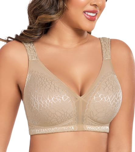 Curyon Minimizer Bra Donna Senza Ferretto Taglie Grandi Coppe Intere Senza Imbottitura Comfort sulla Schiena Morbido Elasticità Senza Ferretto Marrone 4C