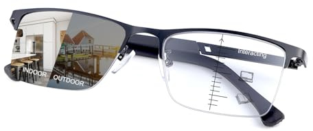PEEPAI Photochrom Progressive Multifokale Lesebrille UV Schutz Sonnenbrille Anti Blau Licht Übergangsleser für Männer und Frauen