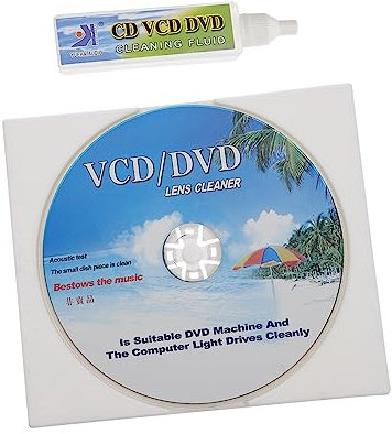 GAROZATION Cd Player Reinigungsset Mit Reinigungsdisc Und Flüssigkeit Zur Schonenden Entfernung Von Staub Und Schmutz Verbessert Klangqualität Und Gerätelaufleistung Für Vcd DVD Laufwerke LAN
