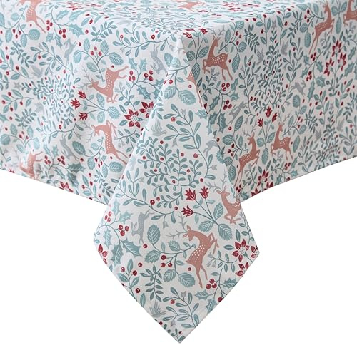 Laura Ashley Nappe décorative, résistante aux Plis et aux Taches, Anti-déversement, imperméable, Facile d'entretien, Lavable, Tissu en Polyester pour Salle à Manger, Cuisine, Vacances, fête, 177,8 cm
